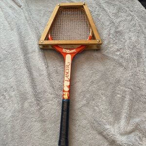 Wilson Lancer Wooden Tennis Racket With Original Wood Press Frame Vintage